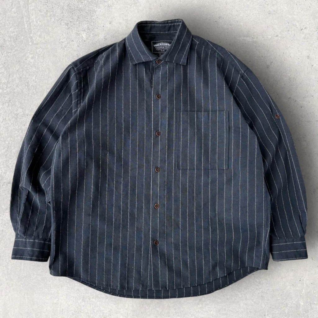 Frizmworks Linen Stripe Shirt Navy L