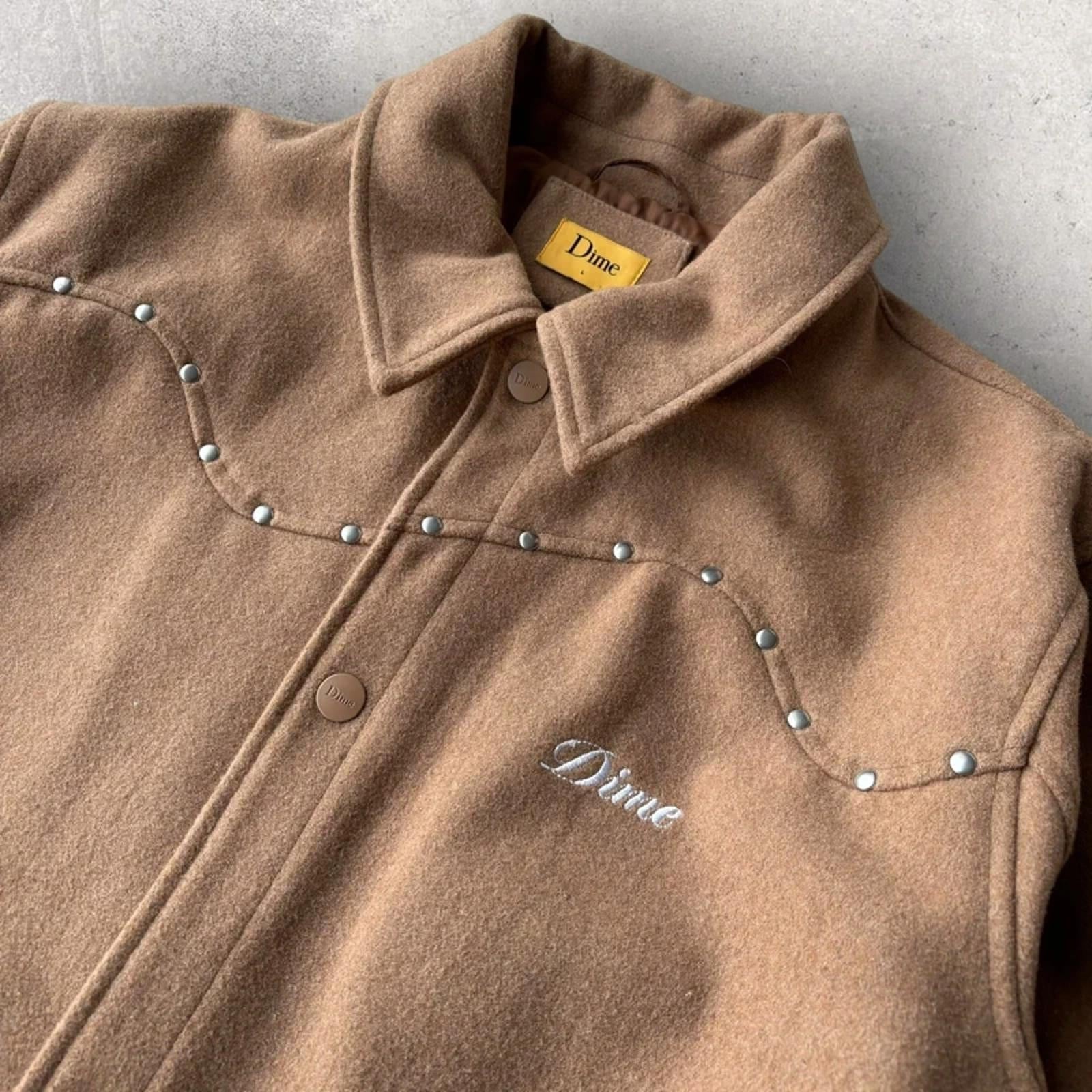 Dime Studded Wool Bomber Jacket Tan L