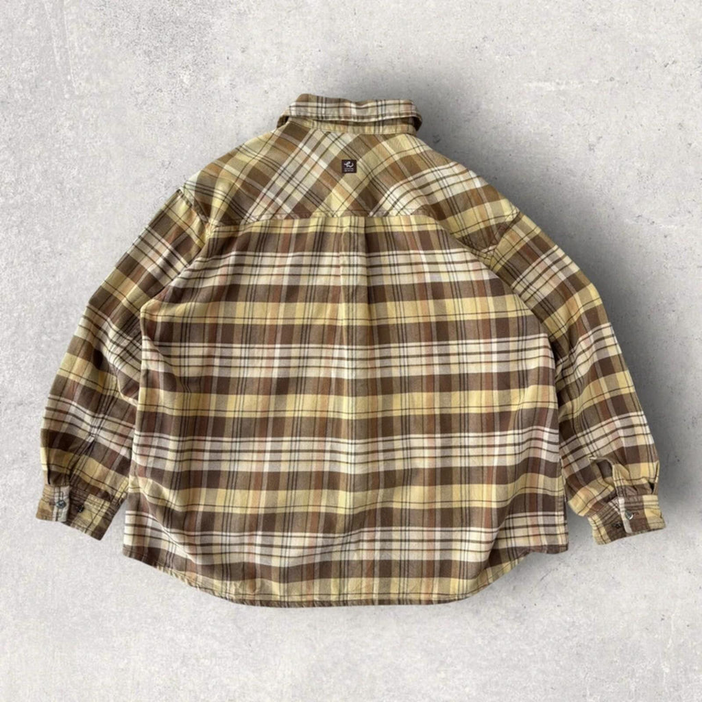 Hai by Issey Miyake Plaid Flannel Shirt Beige M