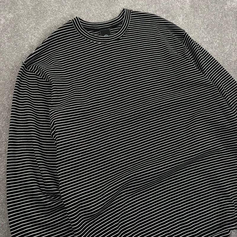 Frizmworks Oversized Stripe Long Sleeve Tee Black M