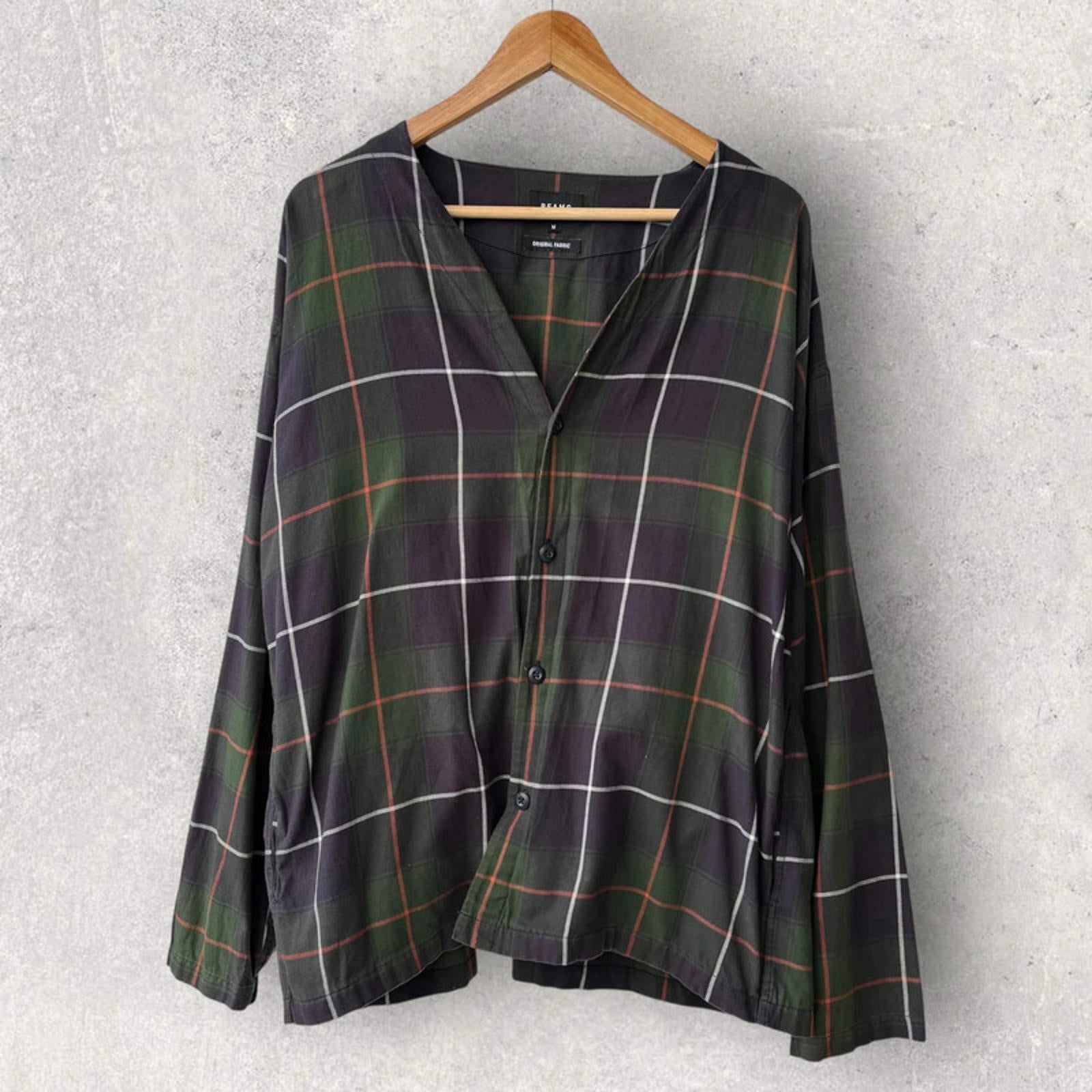 Beams Japan Check Cardigan Green Size M