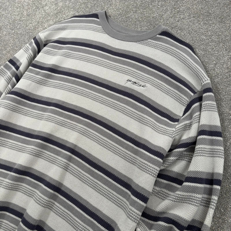 Yardsale Stripe Crewneck Jumper White Black L