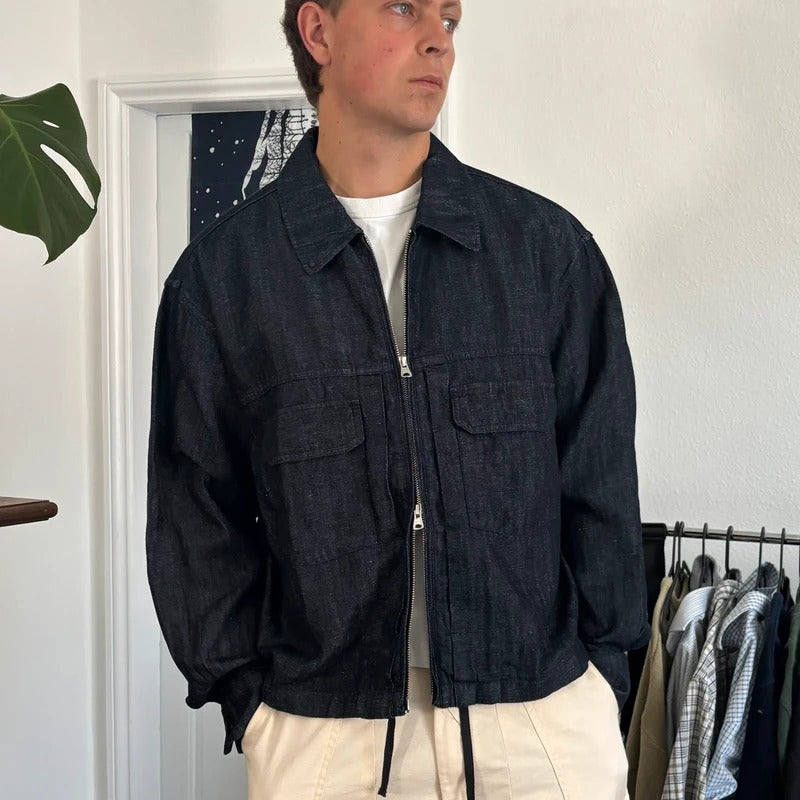 Frizmworks Linen Boxy Overshirt Indigo M