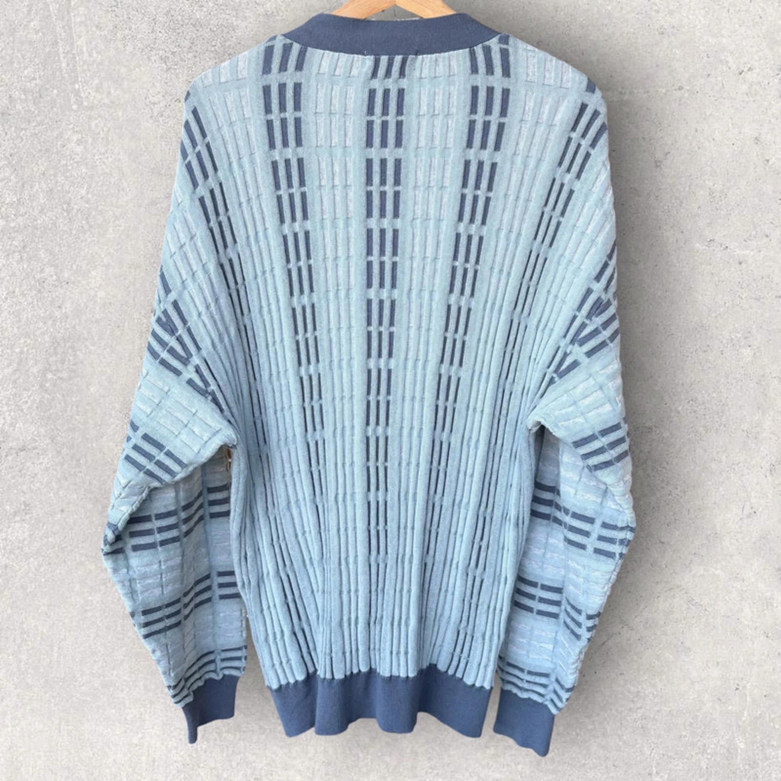 Beams Japan Waffle Cardigan Blue Size M