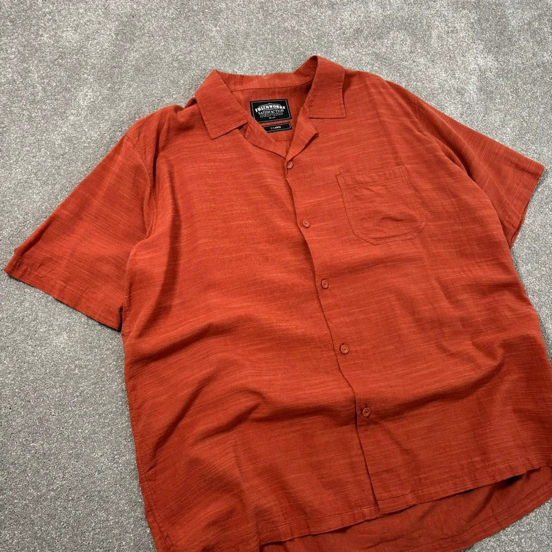 Frizmworks Open Collar Cuban Shirt Brick XL