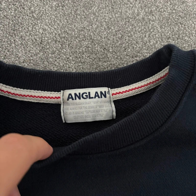 Anglan Oversized Spellout Sweatshirt Navy L
