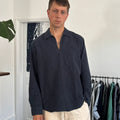 Frizmworks Linen Pullover Shirt Navy M
