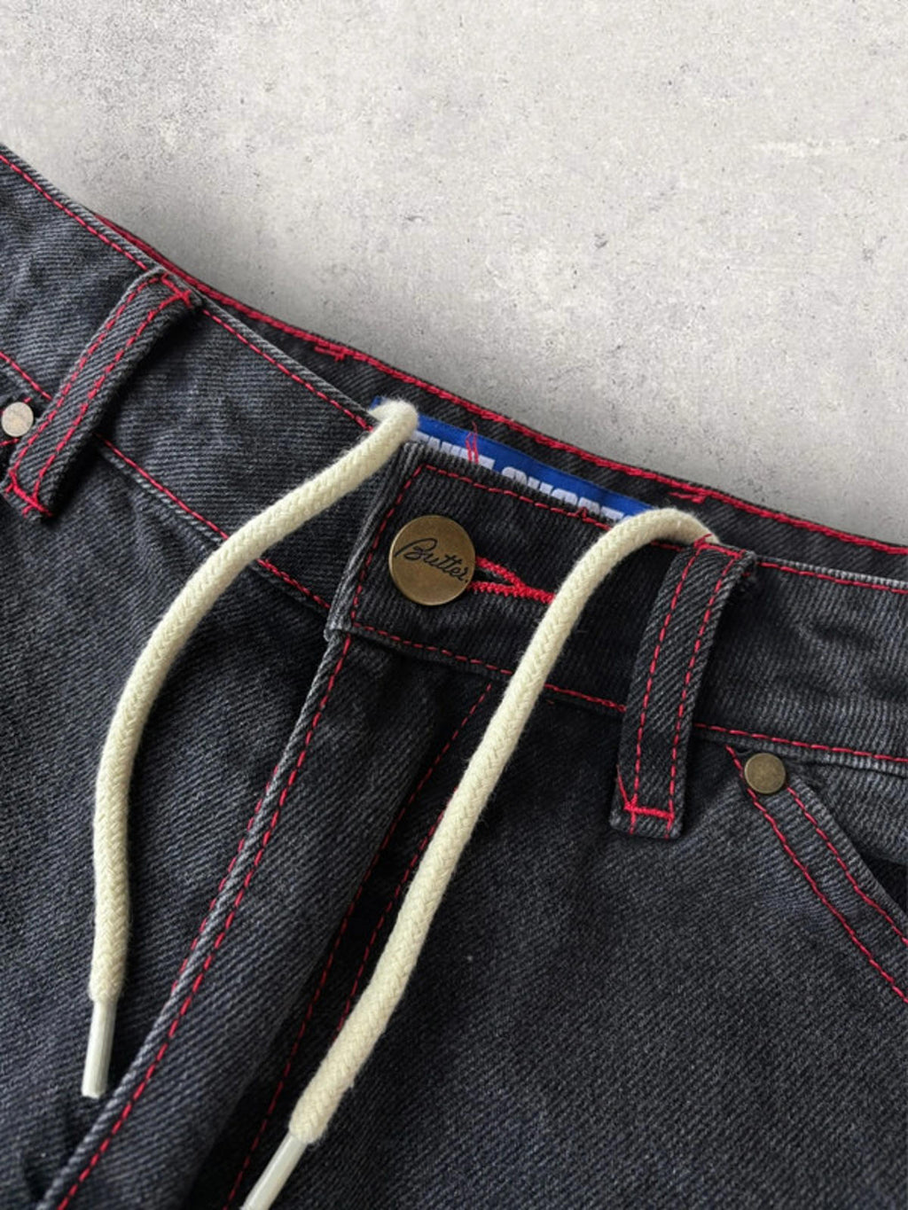 Butter Goods Baggy Denim Shorts Black Fade Size 28