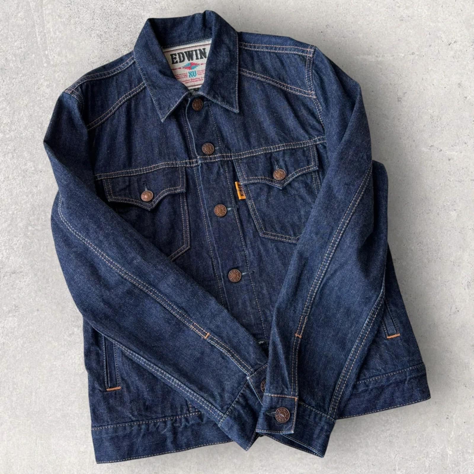 Edwin Japan XU Cropped Denim Jacket Indigo Womens L Japan Import