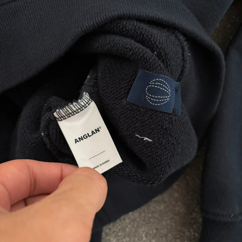 Anglan Oversized Spellout Sweatshirt Navy L