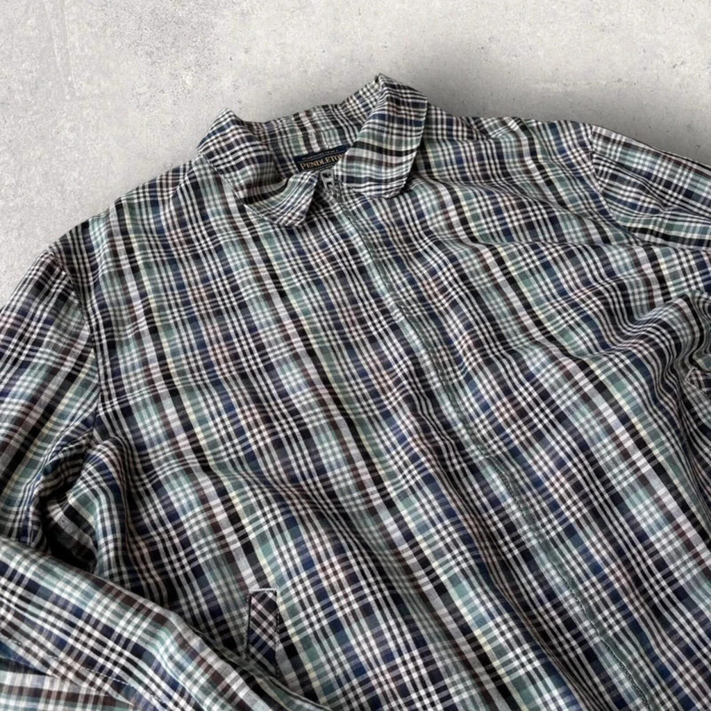 Pendleton Plaid Harrington Jacket Blue L