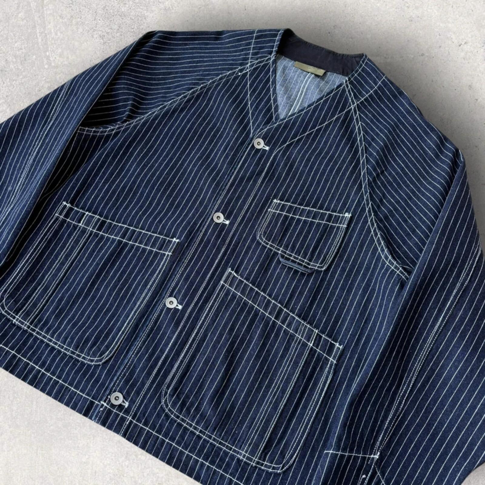 Uniform Bridge Stripe Denim Utility Jacket Blue XL