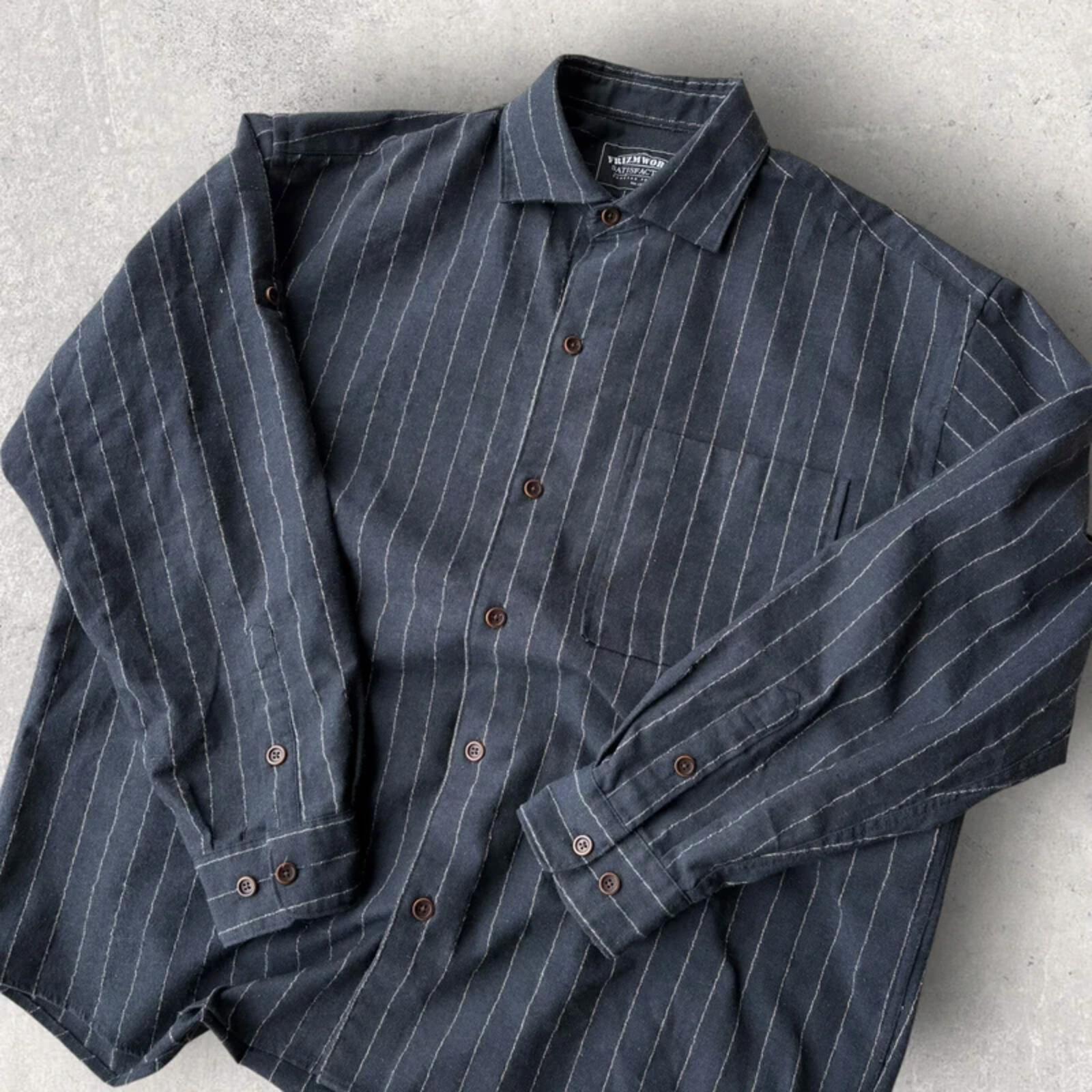 Frizmworks Linen Stripe Shirt Navy L