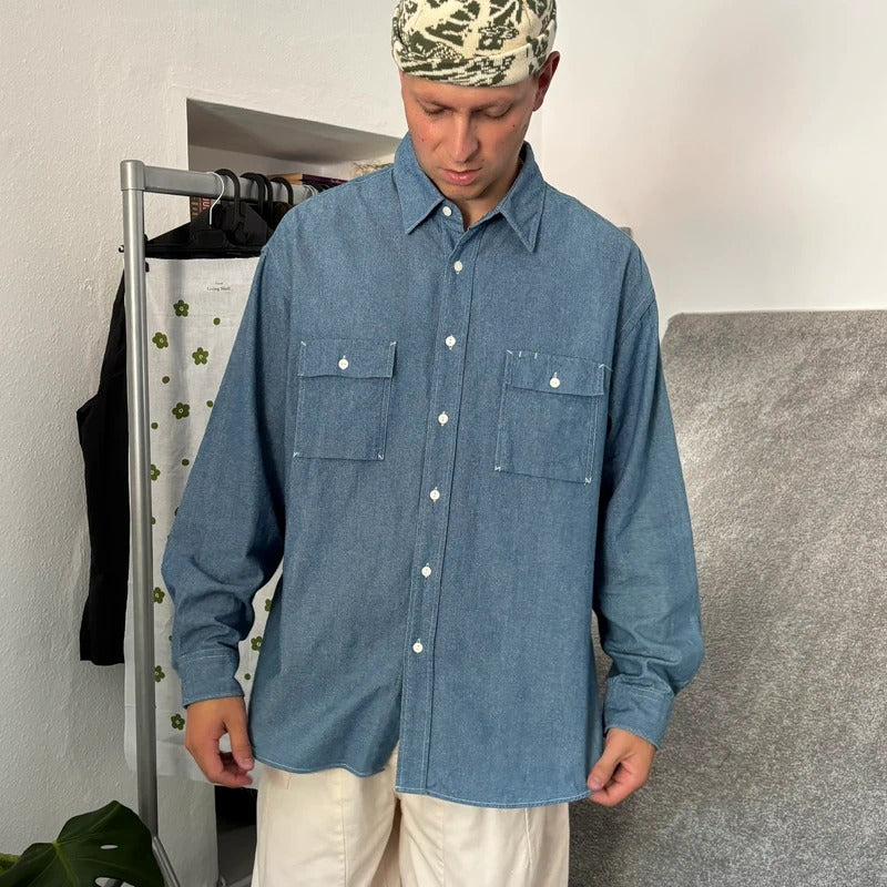 Frizmworks Pocket Chambray Shirt Blue XL