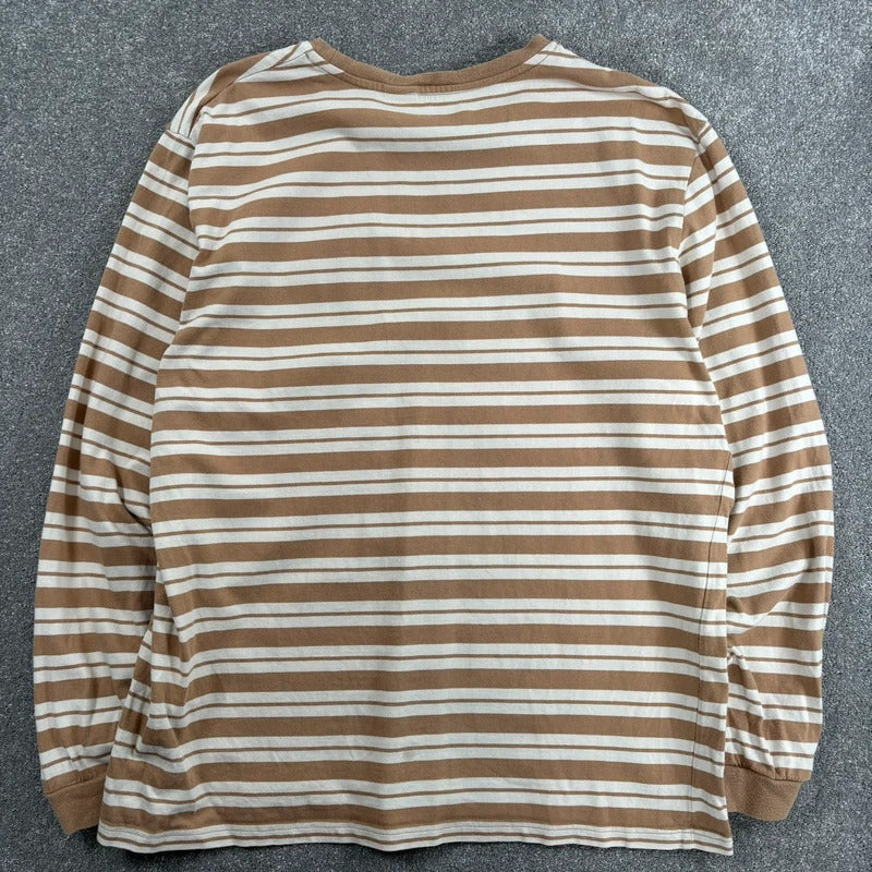 Gramicci Stripe Cropped Long Sleeve Tee Beige L
