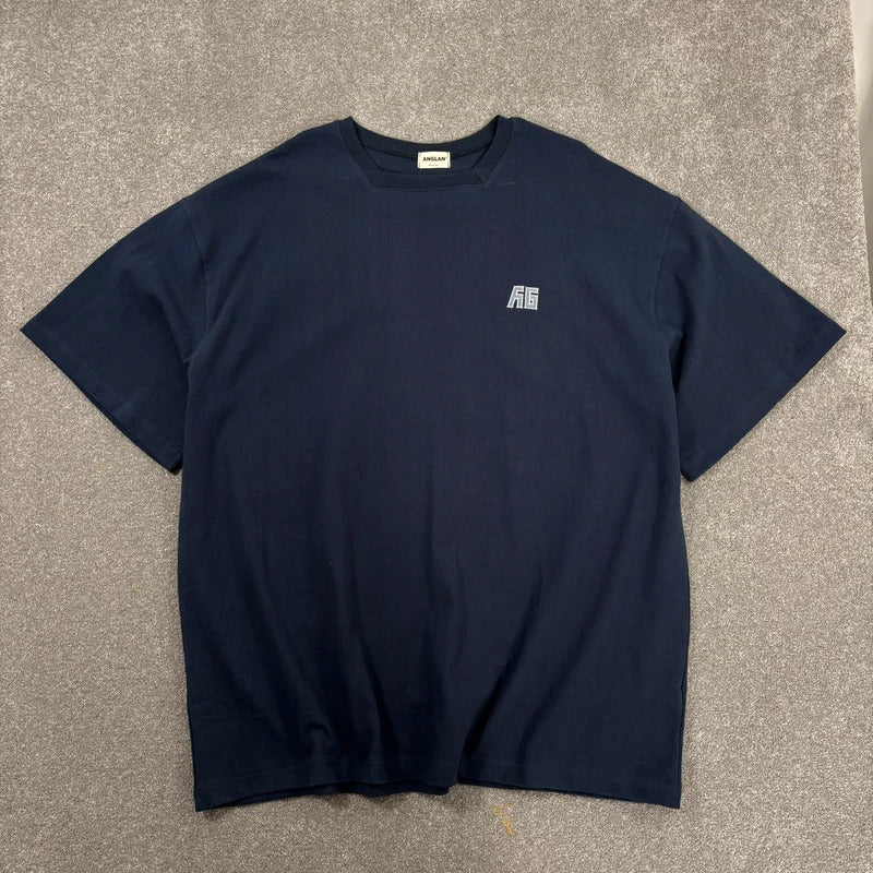 Anglan Oversized Cotton T Shirt Navy XL