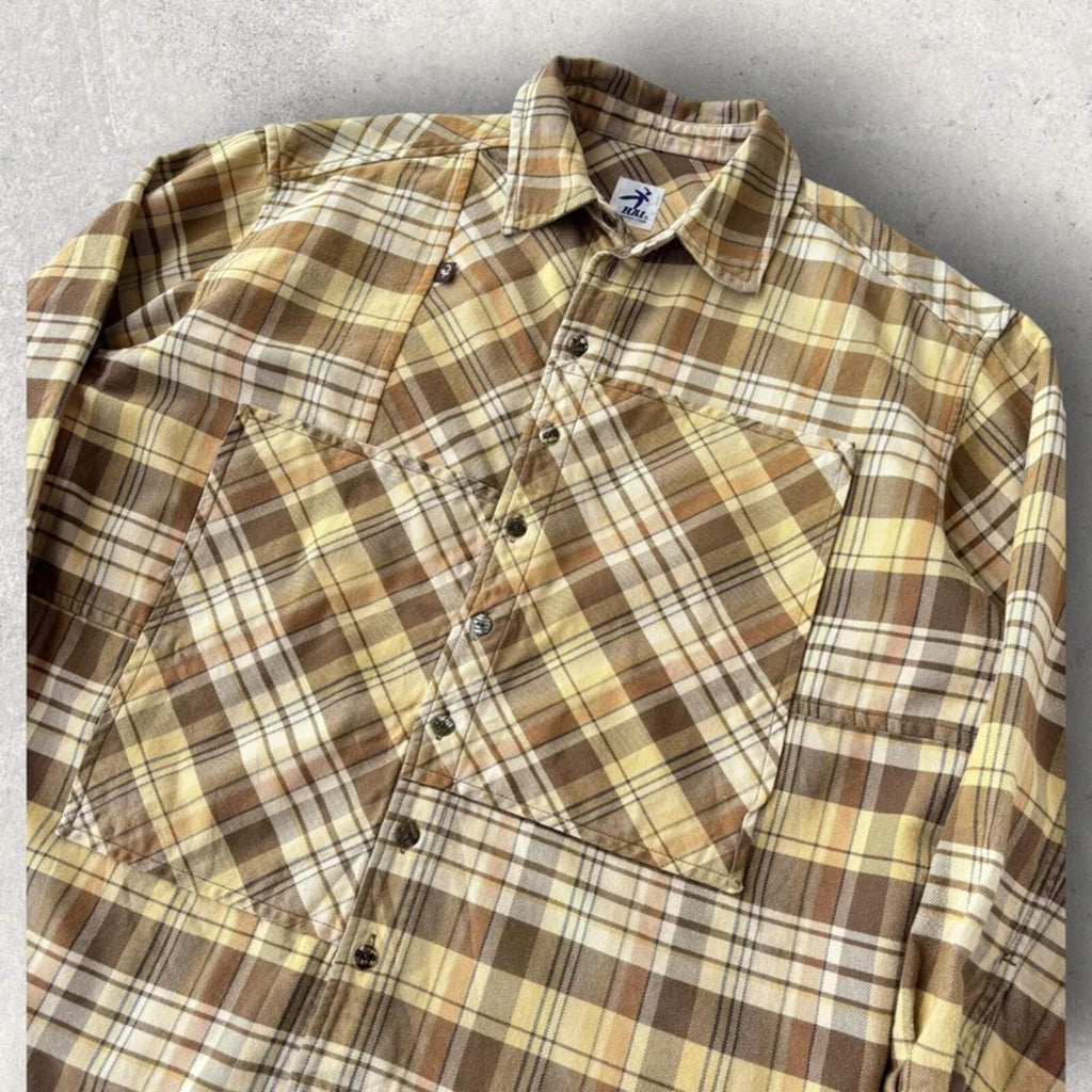 Hai by Issey Miyake Plaid Flannel Shirt Beige M
