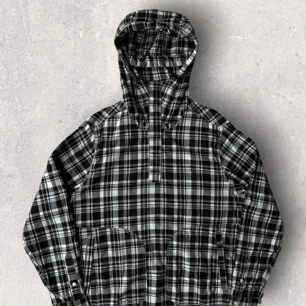 CAYL Light Cotton Plaid Pullover Hoodie Black M ·