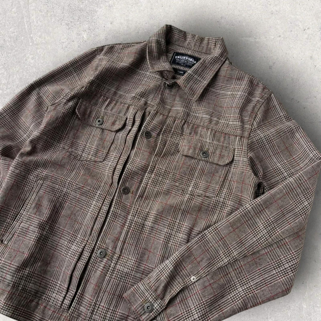 Frizmworks Glen Check Trucker Jacket Brown M