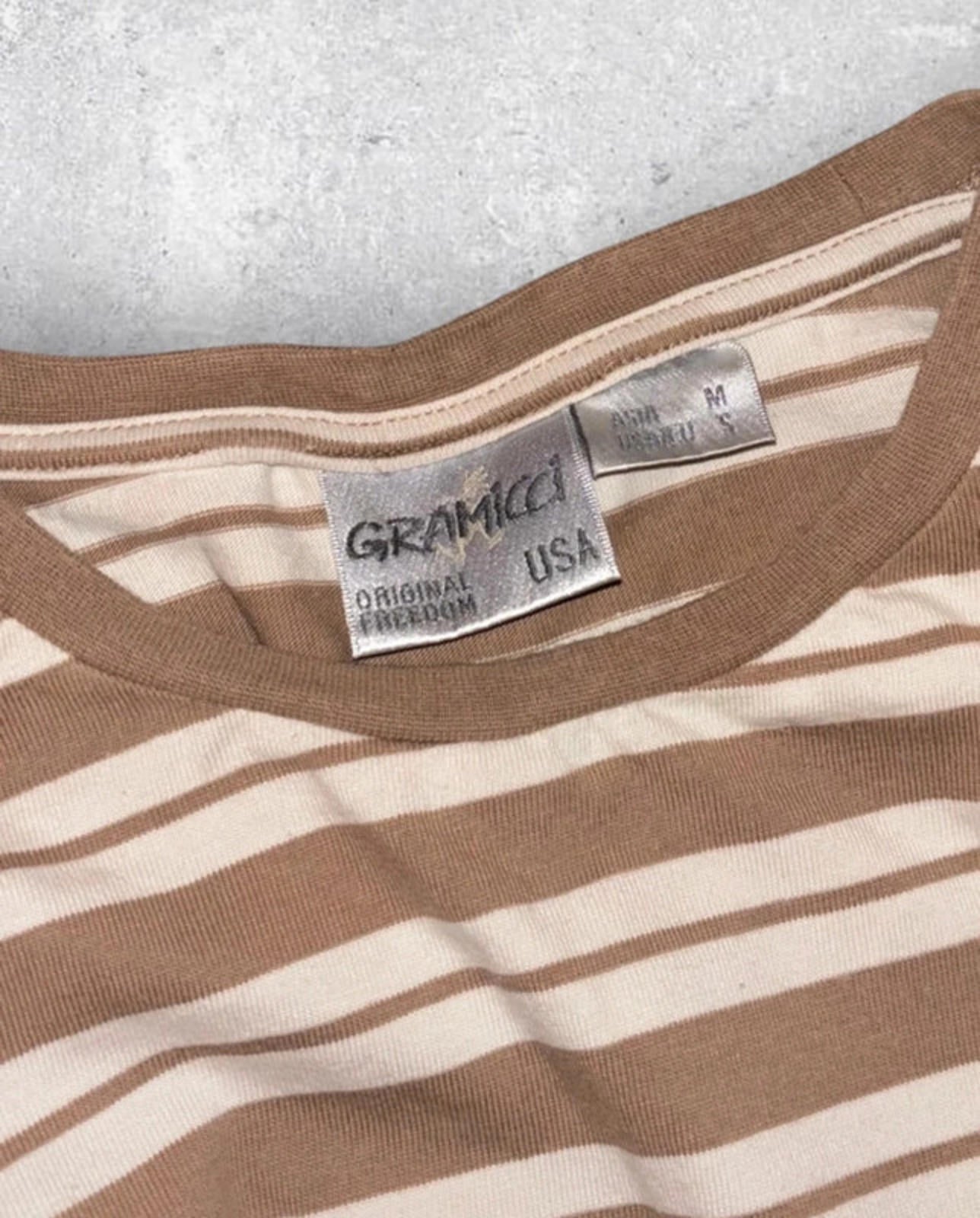 Gramicci One Point Striped Long Sleeve Tee Brown S