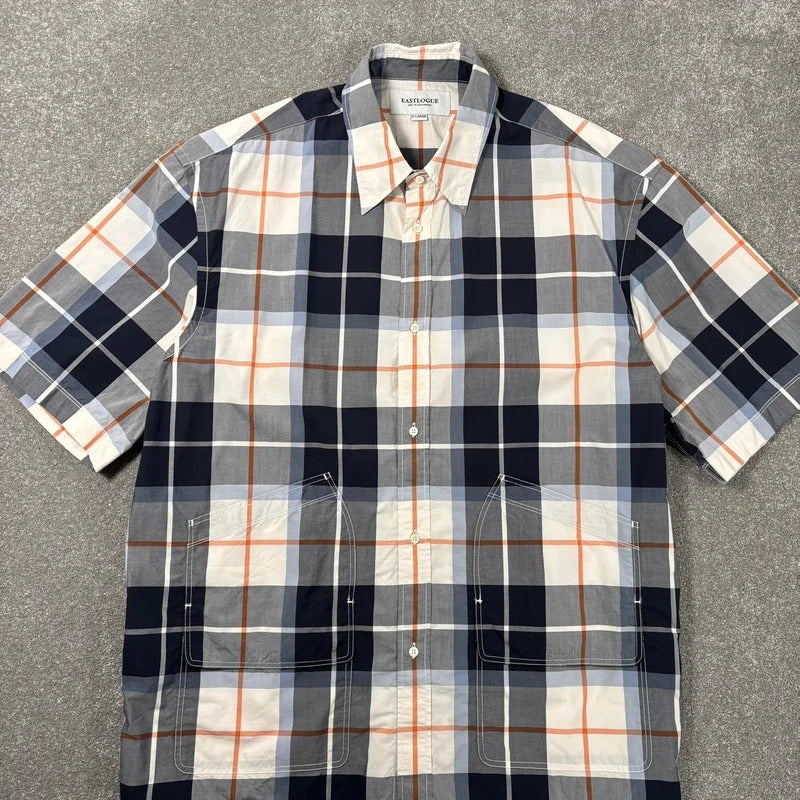 Eastlogue Utility Check Wide Shirt Navy White XL