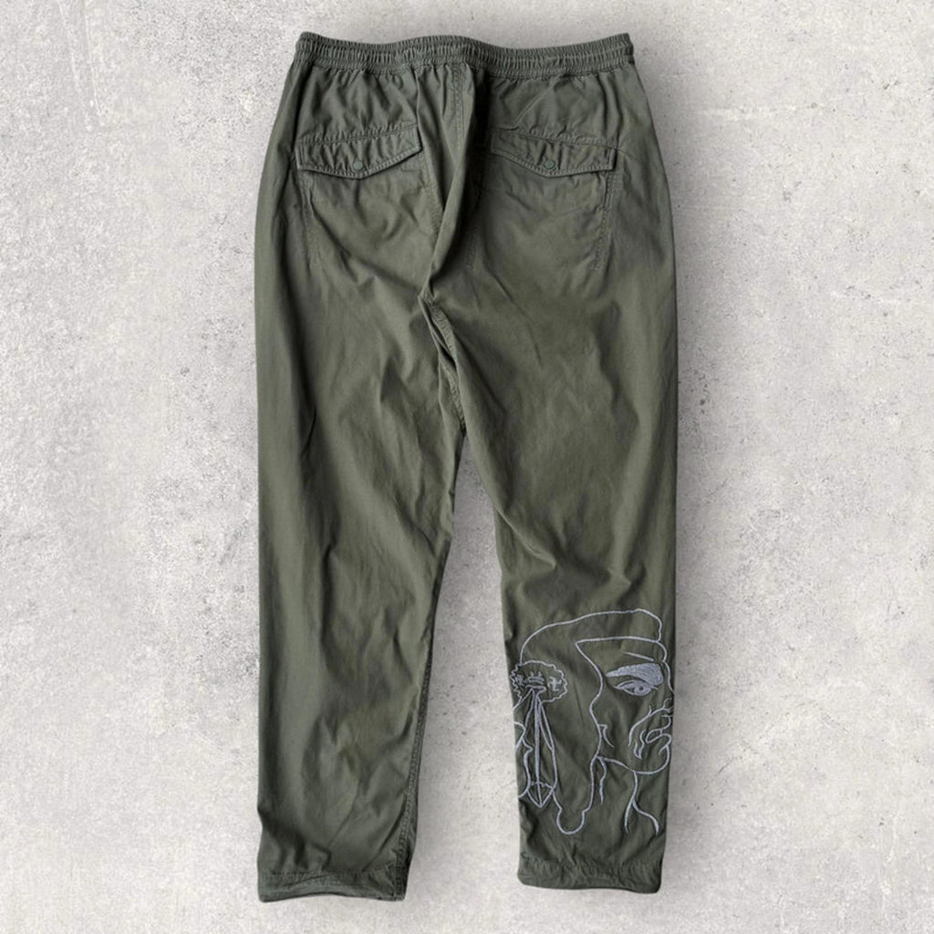 Maharishi Embroidered Indian Reflective Track Pant – Olive – XL