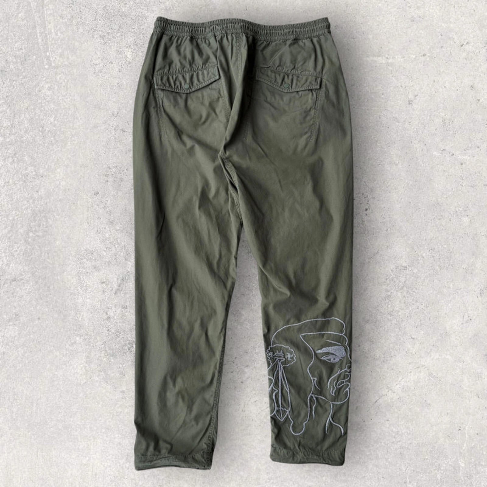 Maharishi Embroidered Indian Reflective Track Pant – Olive – XL