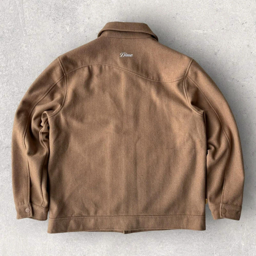 Dime Studded Wool Bomber Jacket Tan L