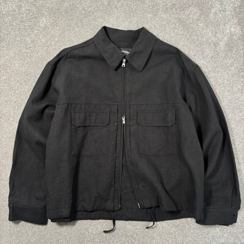 Frizmworks Linen Trucker Jacket Black L