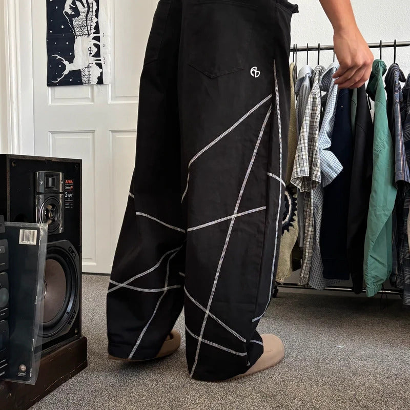 NoManual Baggy Contrast Trouser Black W32
