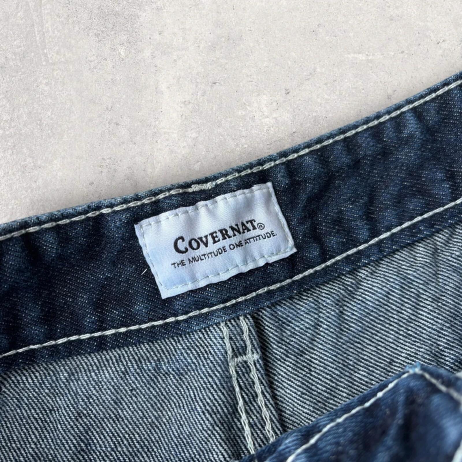 Covernat Double Pleated Korean Wide Denim Jeans Blue M