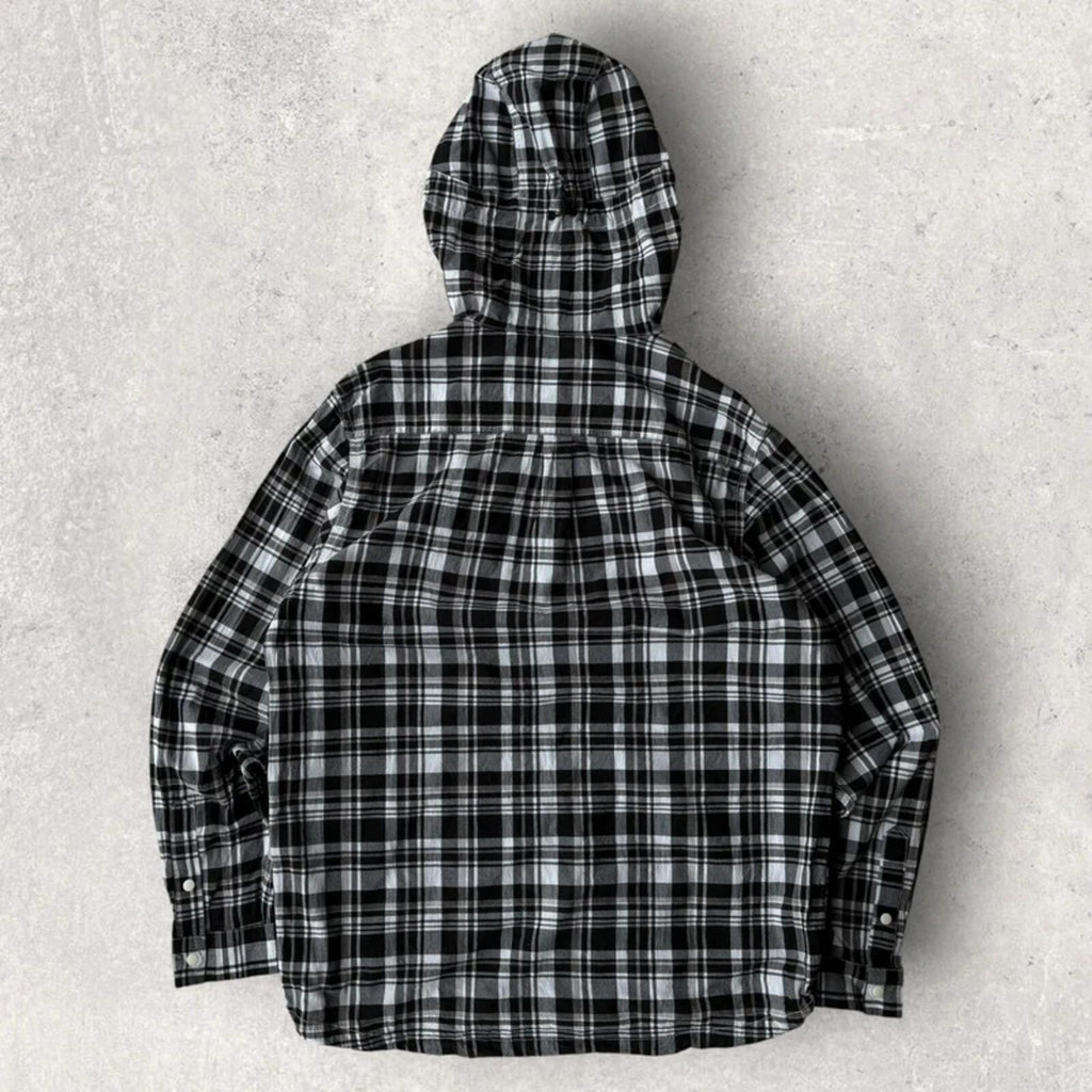 CAYL Light Cotton Plaid Pullover Hoodie Black M ·