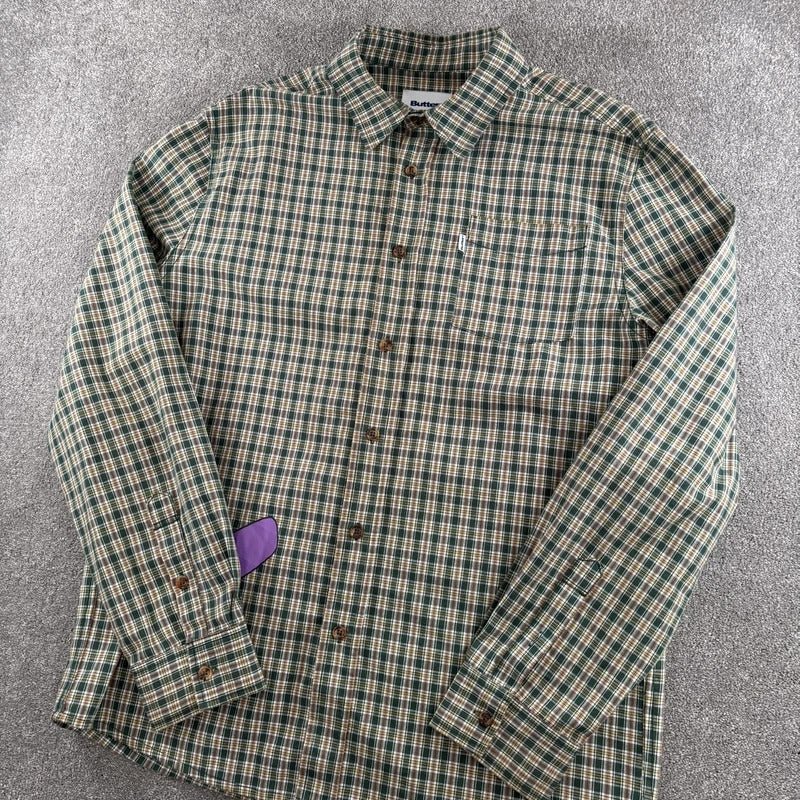 Butter Goods Plaid Graphic Shirt Green L
