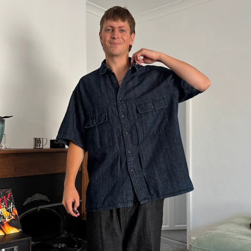 Frizmworks Linen Trucker Half Shirt Indigo XL