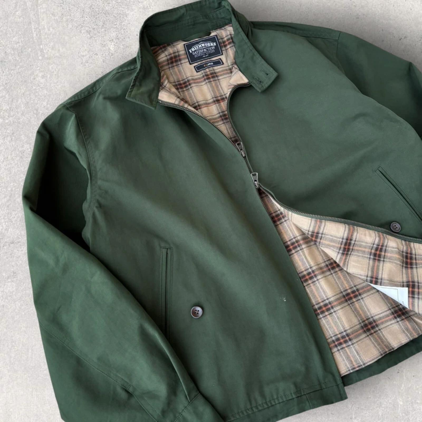 Frizmworks Check Lined Harrington Forest Green XL