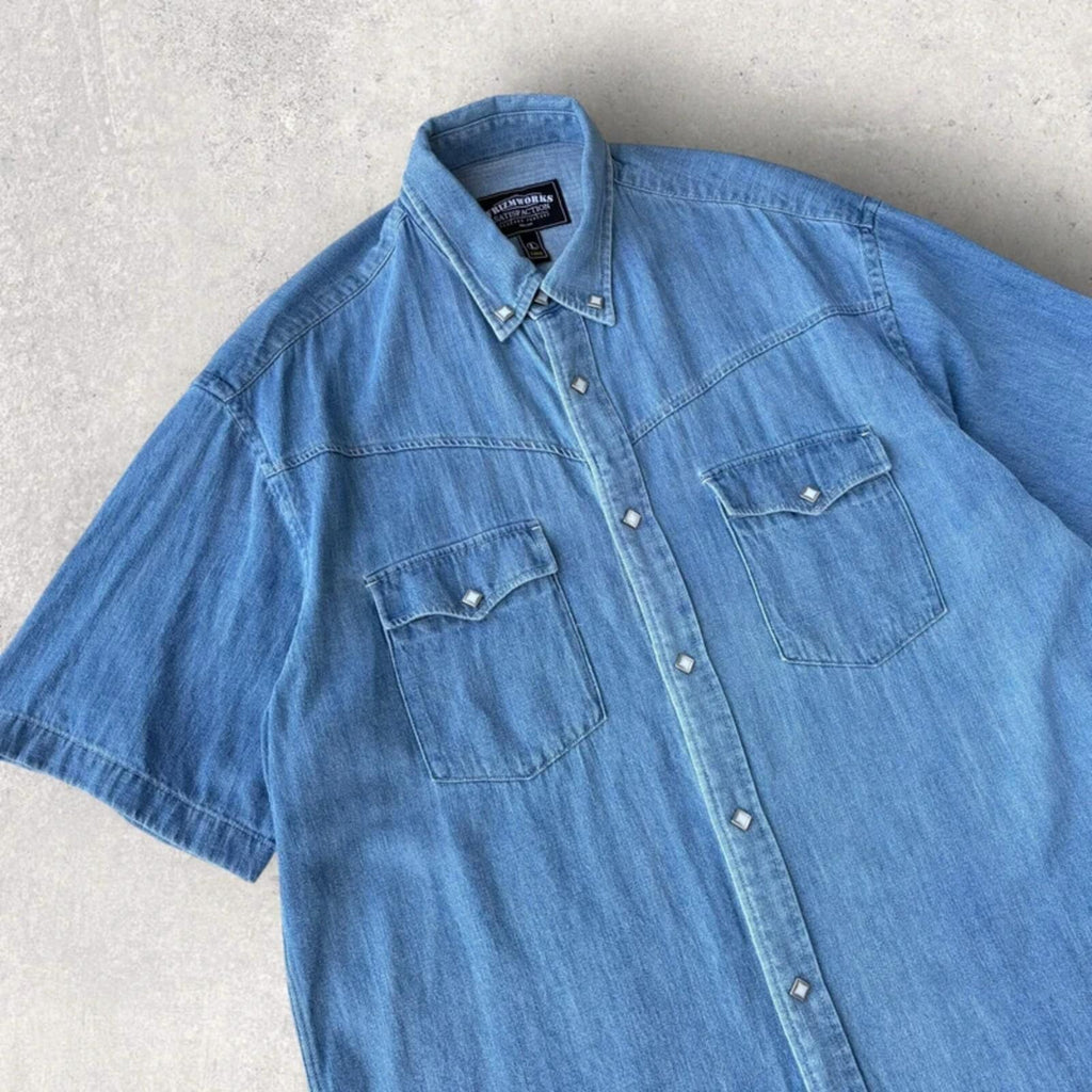 Frizmworks Western Denim Half Shirt Light Blue L