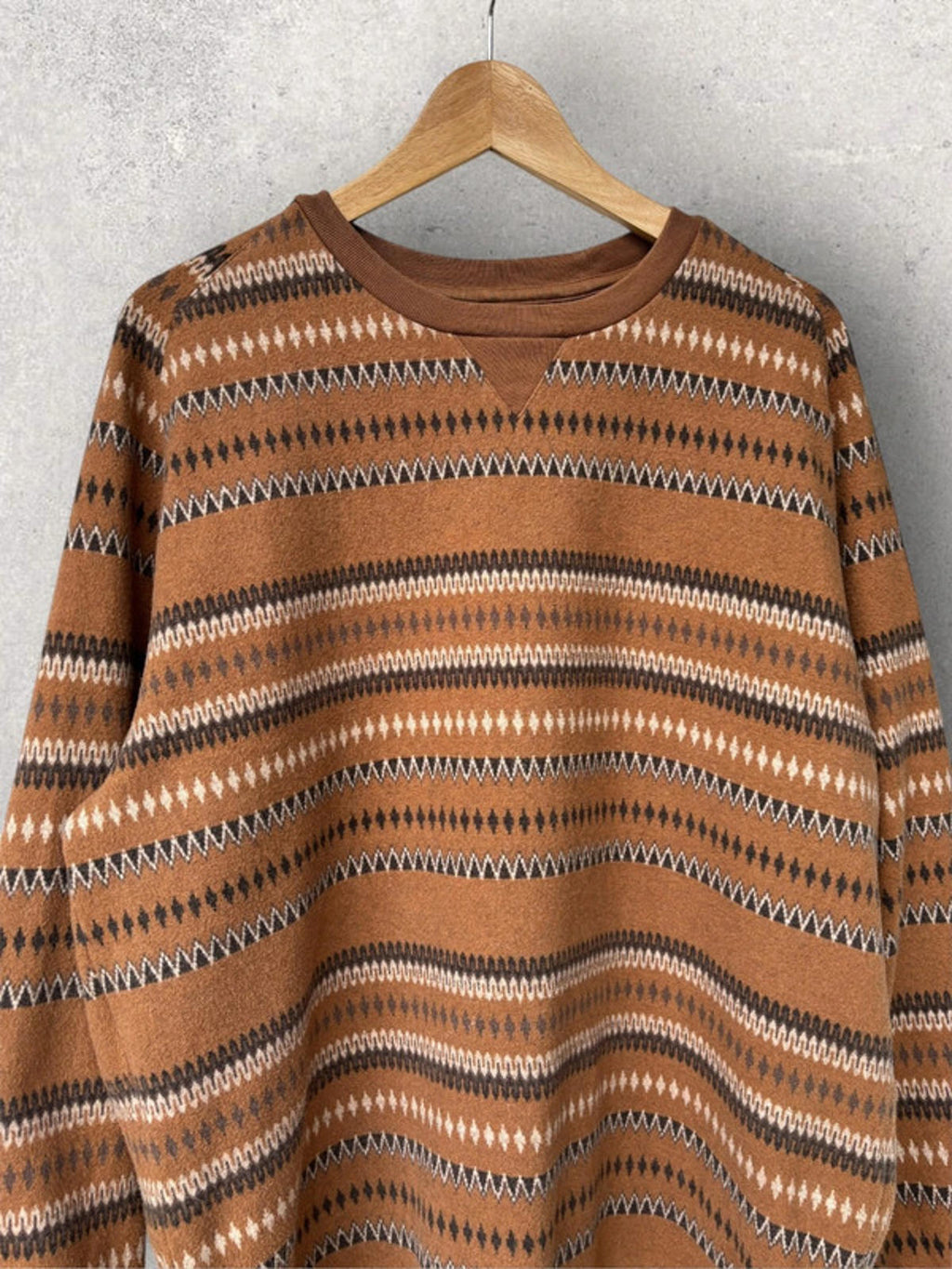 Universal Works Classic Hiker Jacquard Sweatshirt Brown Size L