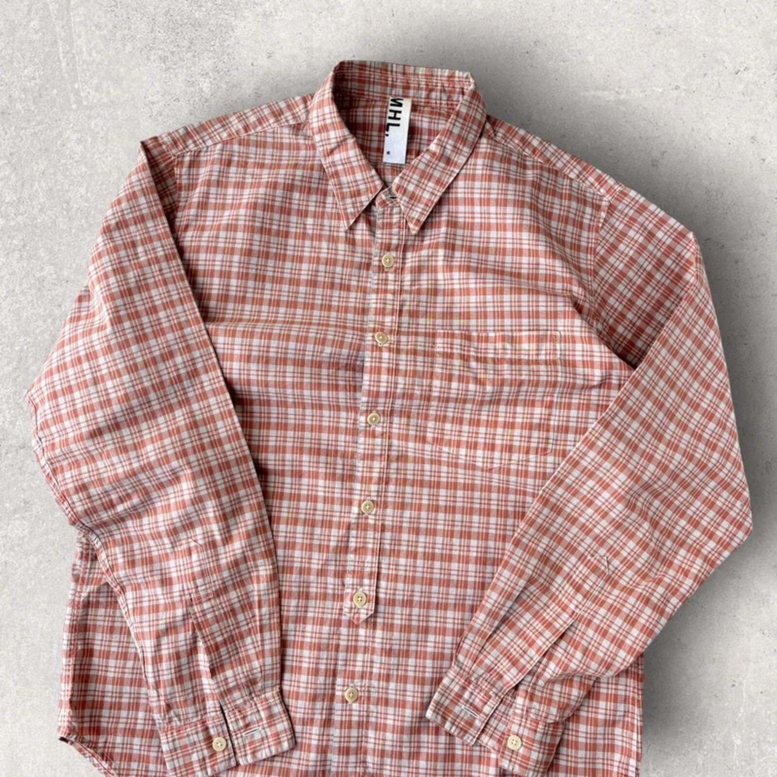 Margaret Howell Cropped Plaid Shirt Coral S