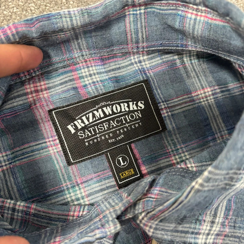 Frizmworks Uneven Check Shirt Blue L