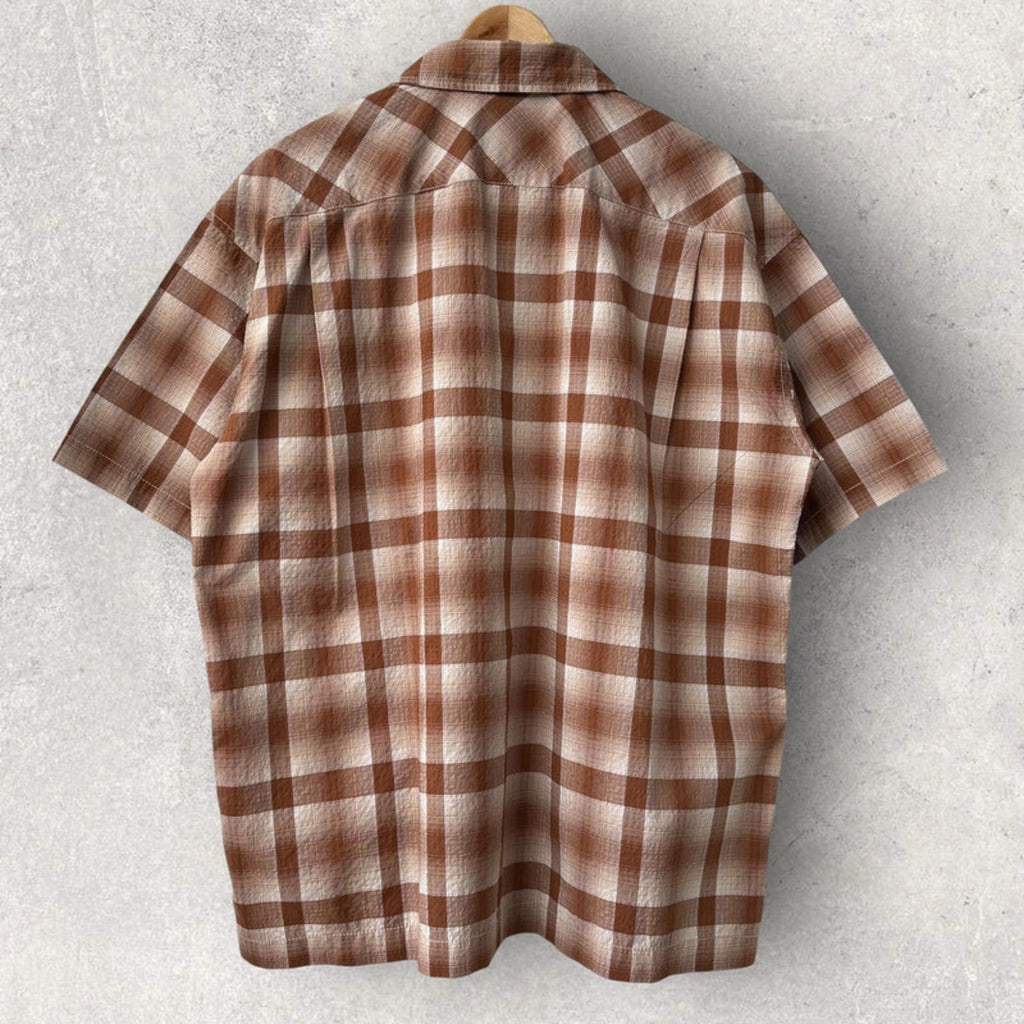 And Wander check shirt brown XL - Japan import