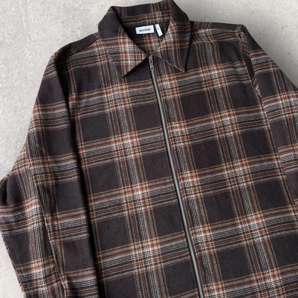 Weekday Check Curtis Jacket Brown Size XL