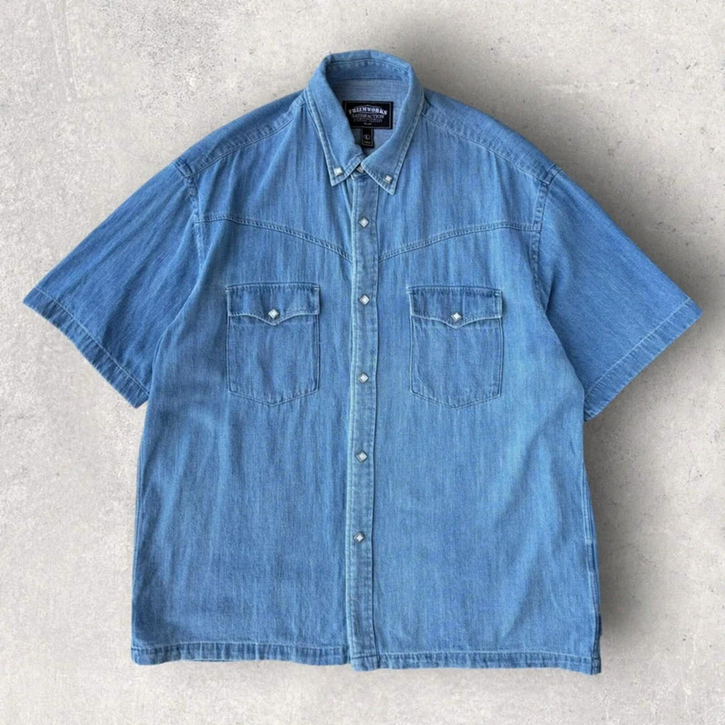 Frizmworks Western Denim Half Shirt Light Blue L