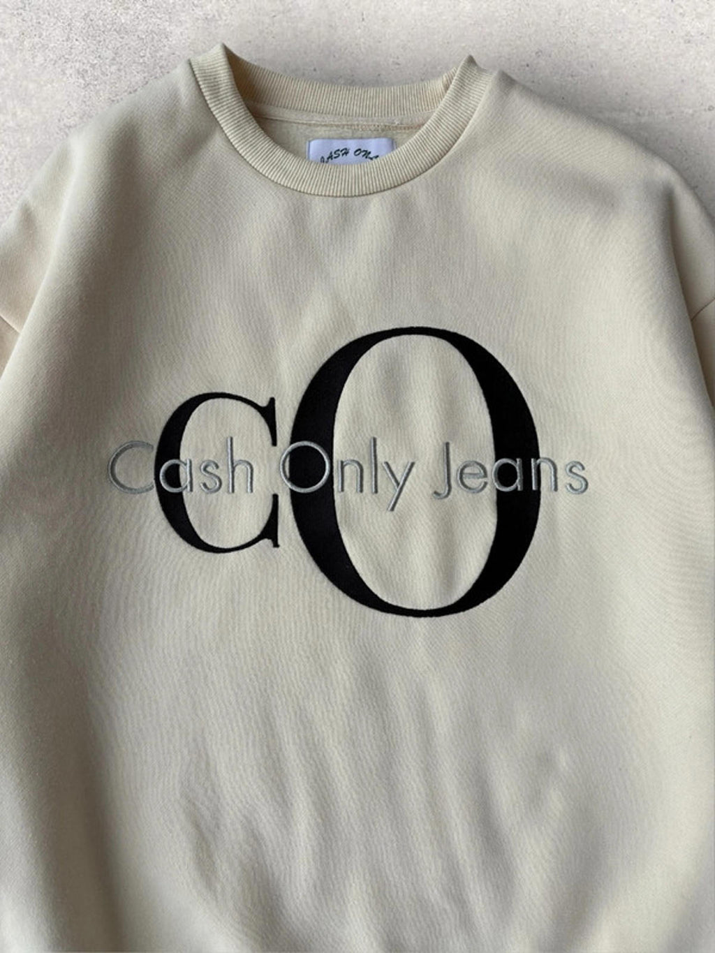 Cash Only Jeans Crewneck Sweatshirt Cream Size L
