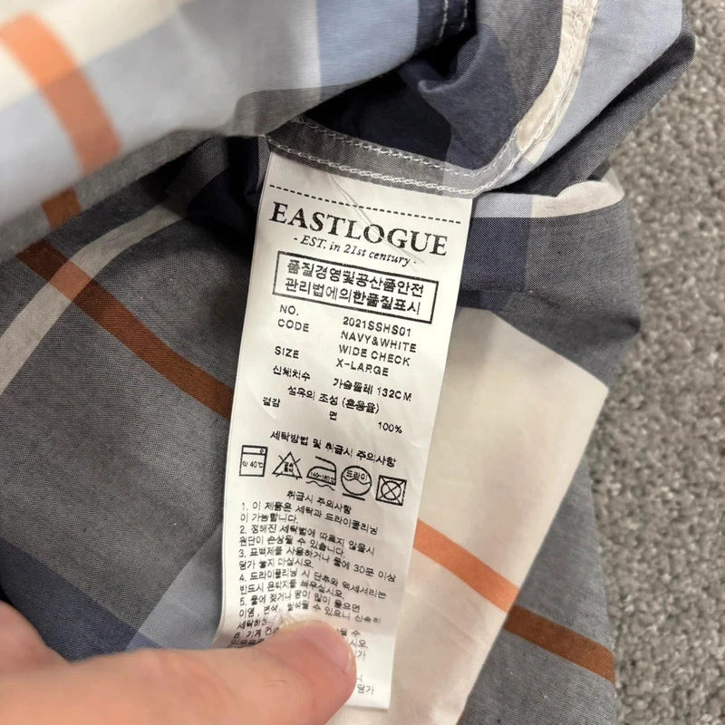 Eastlogue Utility Check Wide Shirt Navy White XL