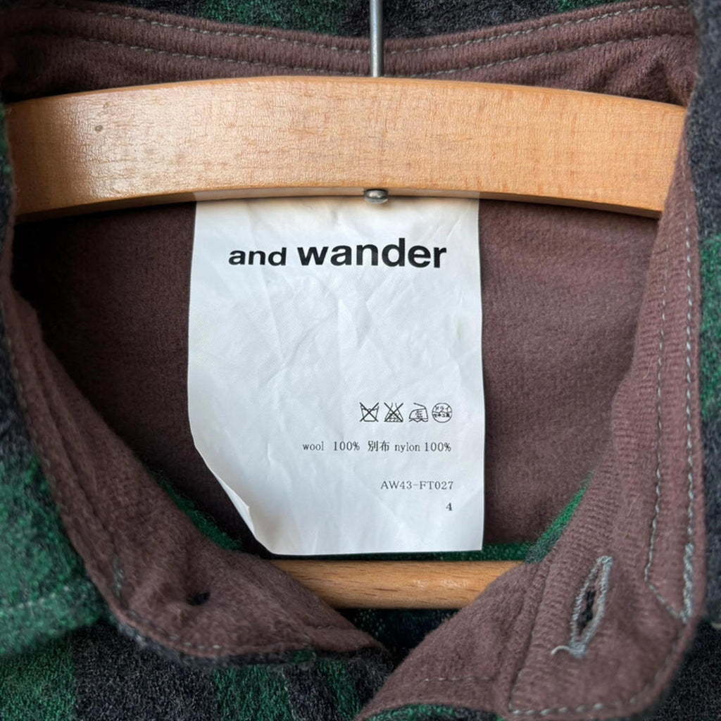 And Wander Check Technical Shirt Green Size S Japan Import
