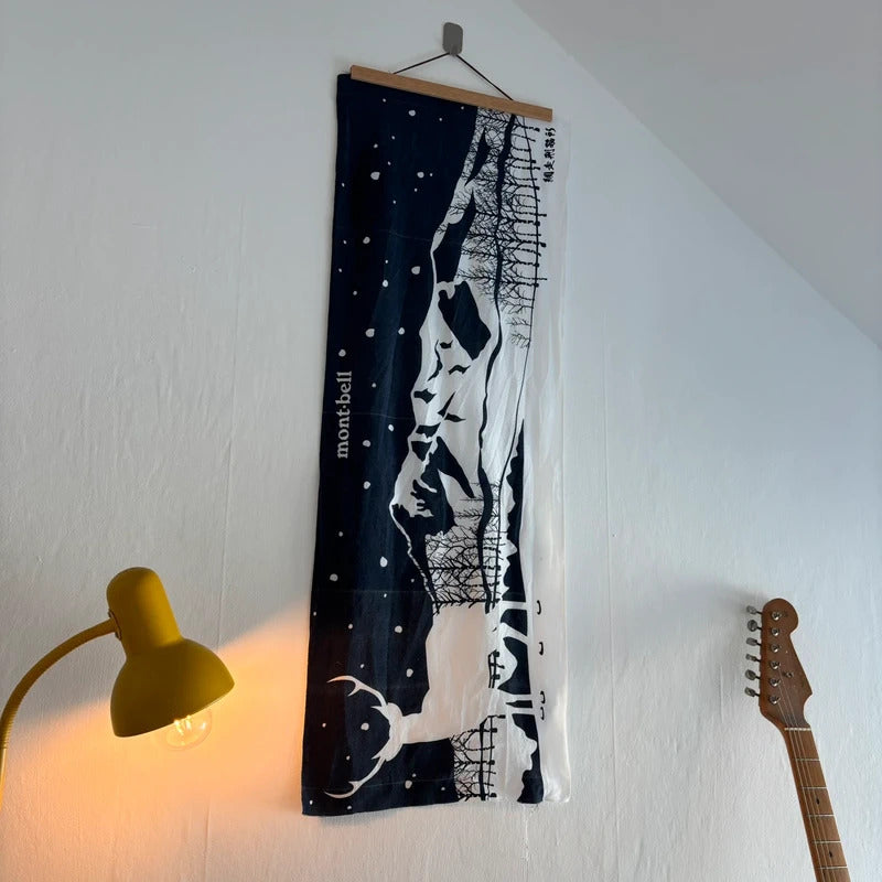 Montbell x Abashiri Prison Japanese  Wall Hanging Tenugui Navy / White