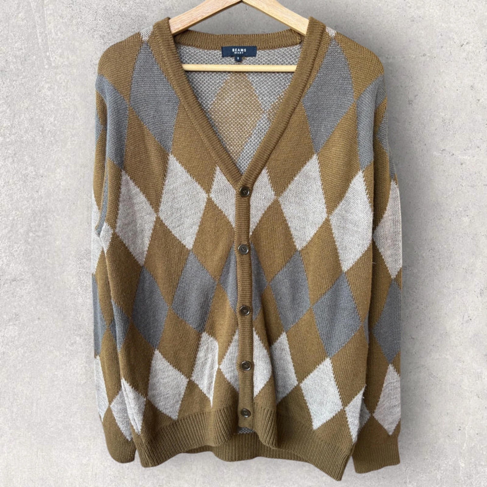 Beams Japan Diamond Knit Cardigan Brown Size S