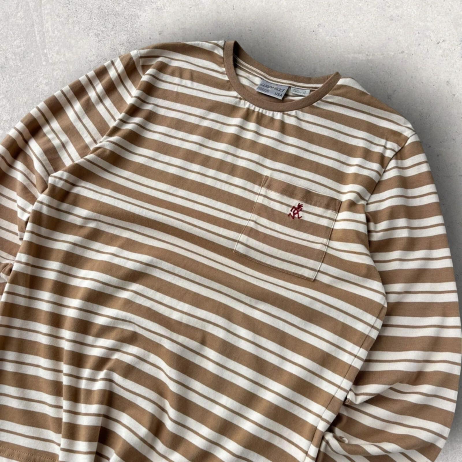 Gramicci Stripe Long Sleeve T Shirt Beige S