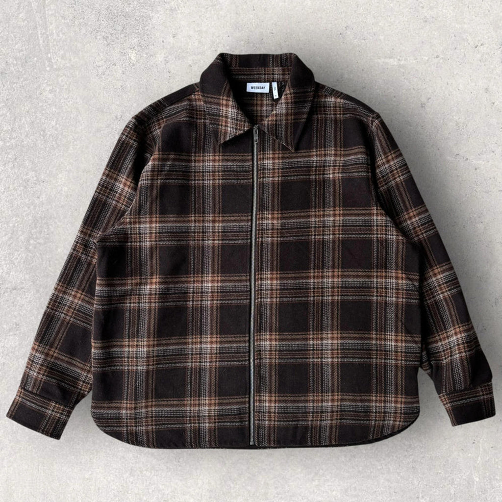 Weekday Check Curtis Jacket Brown Size XL