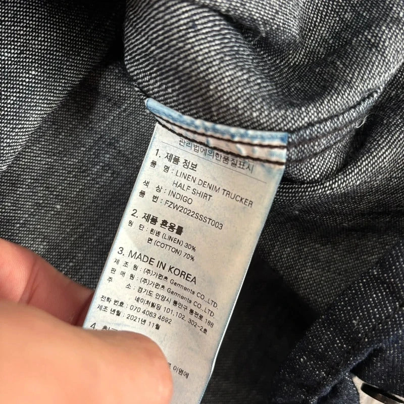 Frizmworks Linen Trucker Half Shirt Indigo L